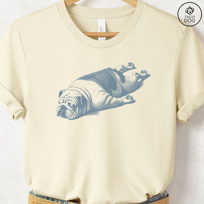 English Bulldog Sploot T-Shirt Natural Taco-Dog