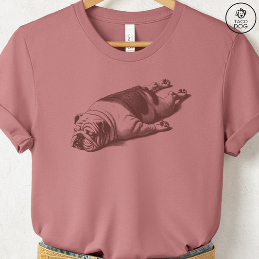 English Bulldog Sploot T-Shirt Heather Mauve