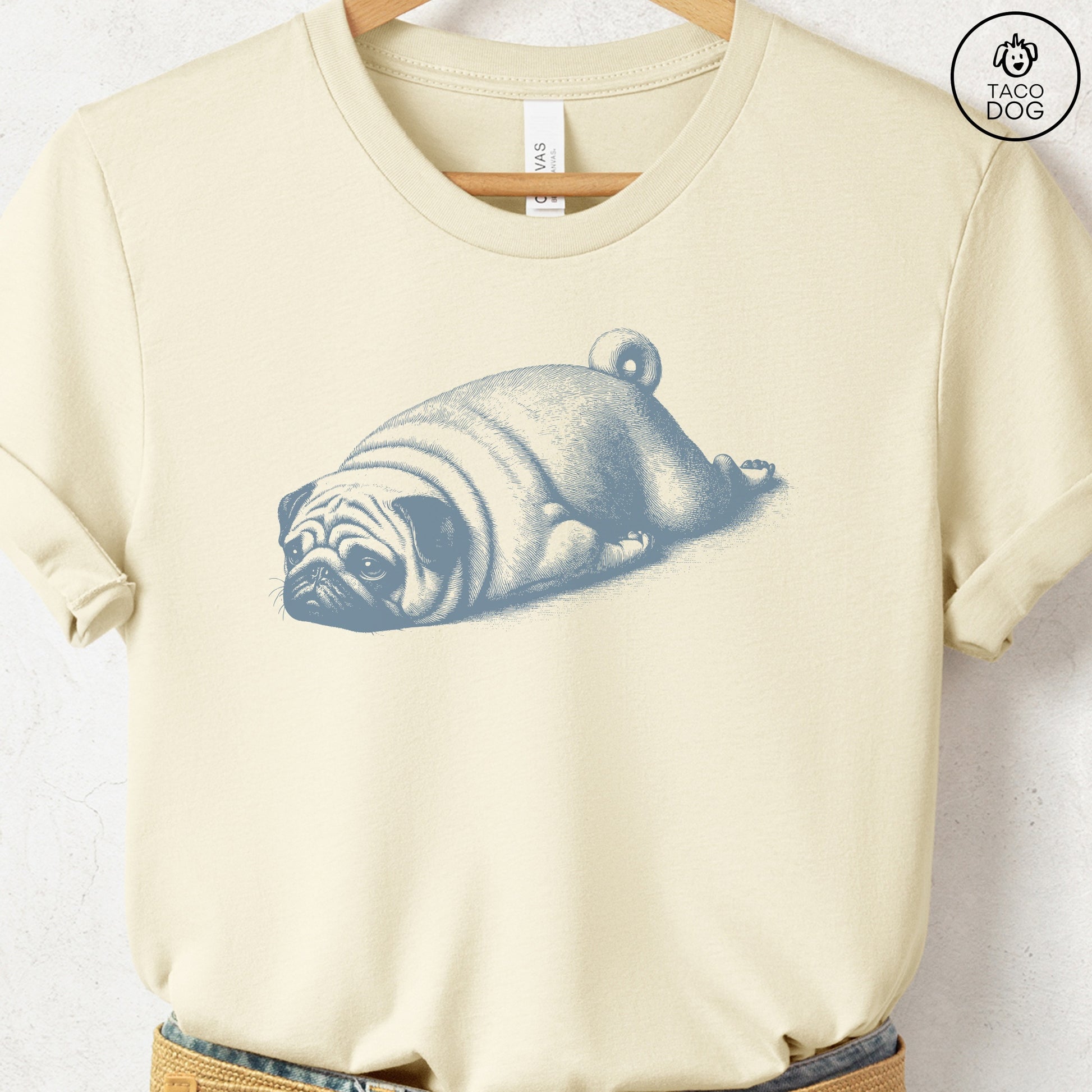 Pug Sploot T-Shirt Natural