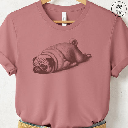 Pug Sploot T-Shirt Heather Mauve