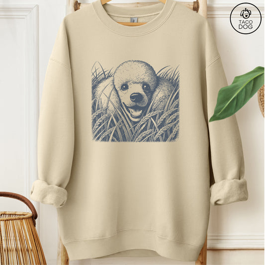 Poodle in the Grass Sweatshirt Sand Taco-Dog