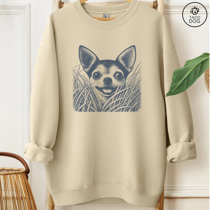 Chihuahua in the Grass Sweatshirt Sand Taco-Dog