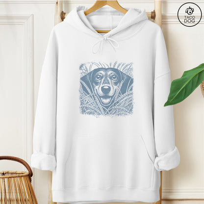 Dachshund Weenie in the Grass Hoodie White Taco-Dog