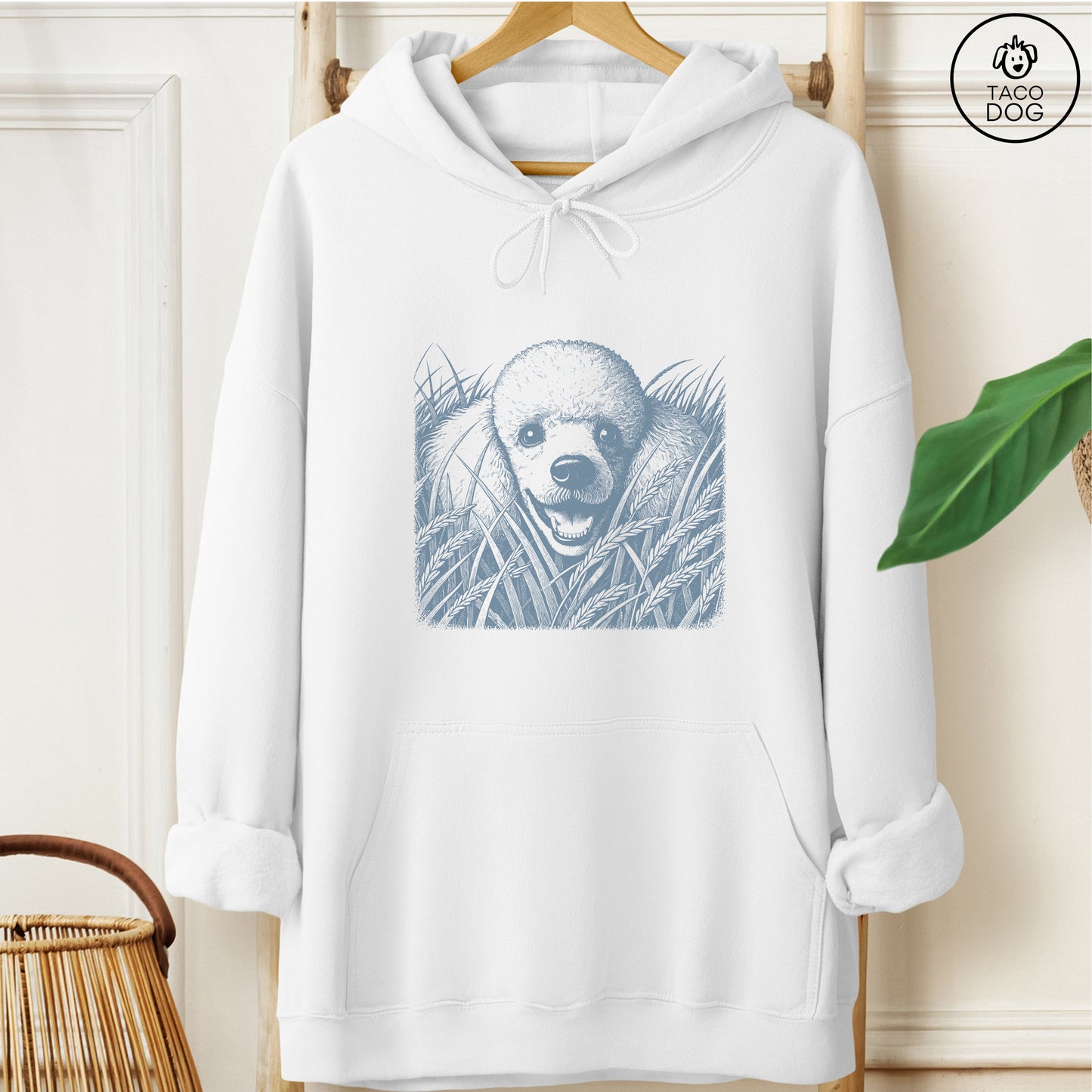 Poodle in the Grass Hoodie White Taco-Dog
