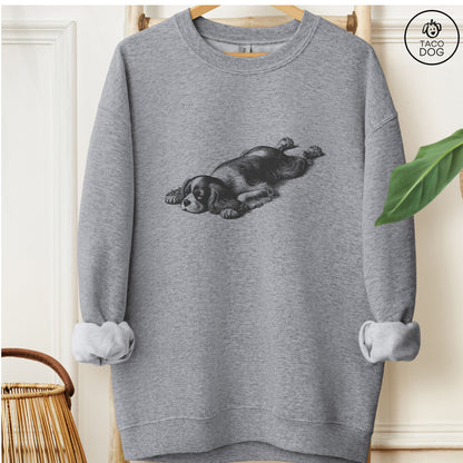 Cavalier King Charles Spaniel Sploot Sweatshirt Graphite Heather Taco-Dog