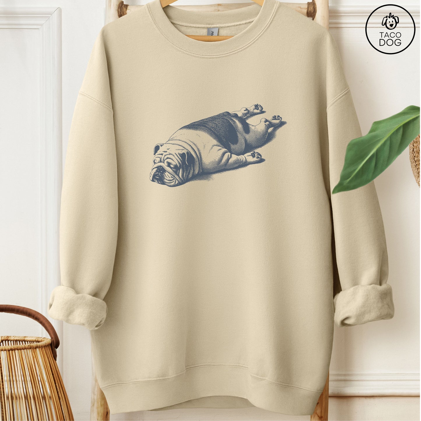 English Bulldog Sploot Sweatshirt Sand Taco-Dog