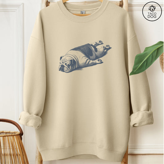 English Bulldog Sploot Sweatshirt Sand Taco-Dog