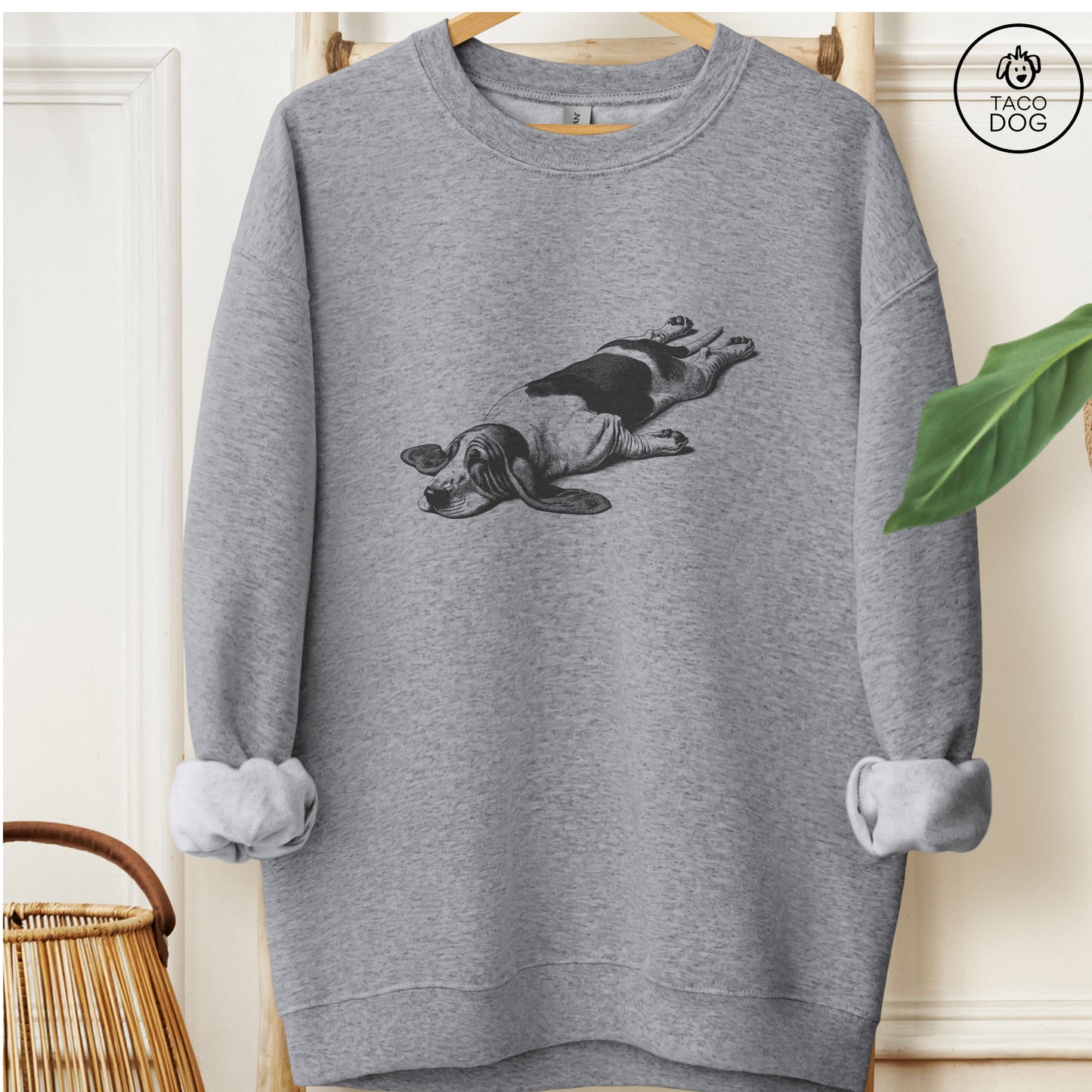 Basset Hound Sploot Sweatshirt Graphite Heather