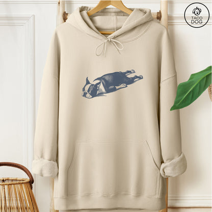 Boston Terrier Sploot Hoodie Sand Taco-Dog