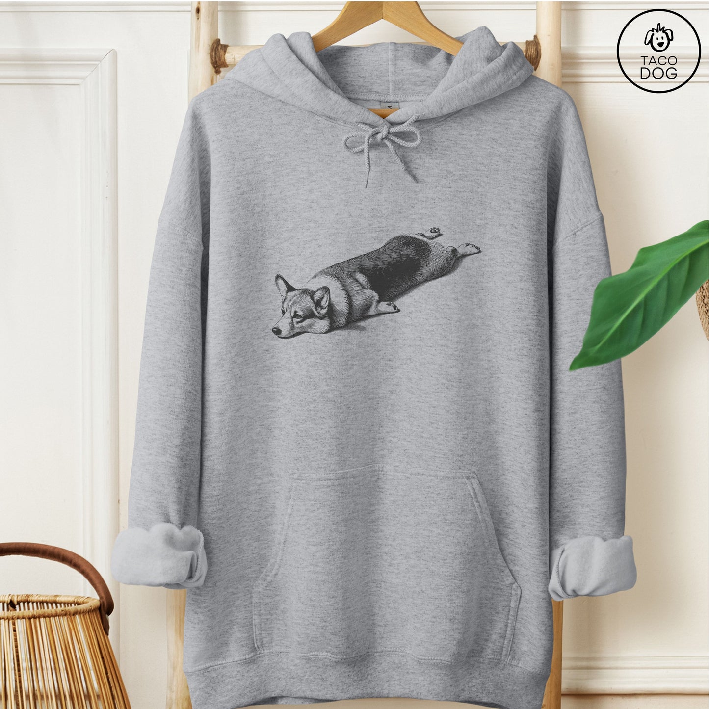 Corgi Sploot Hoodie Graphite Heather