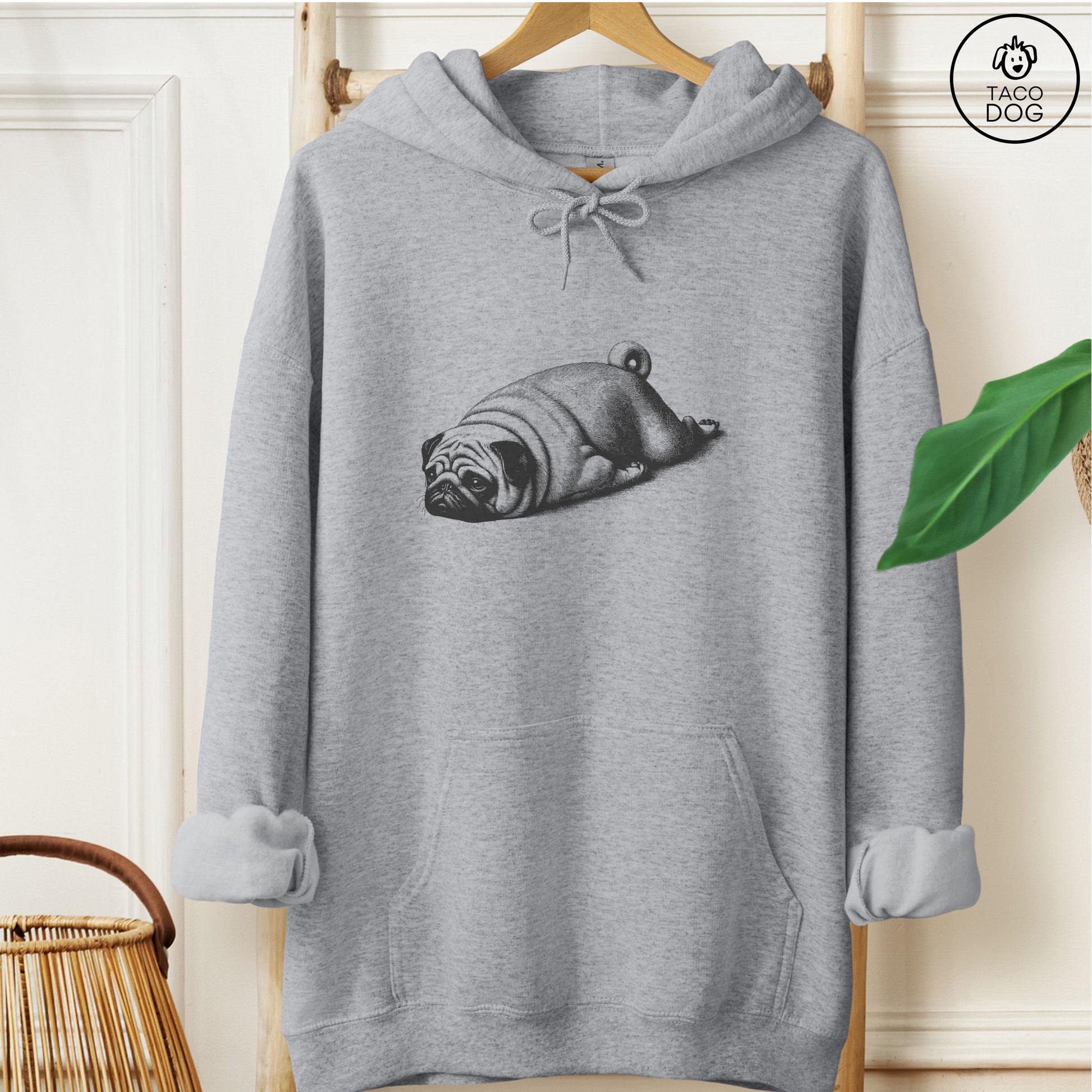 Pug Sploot Hoodie Graphite Heather