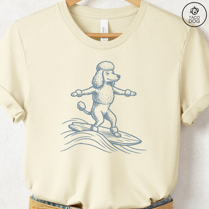 Poodle Surfing T-Shirt Natural Taco-Dog