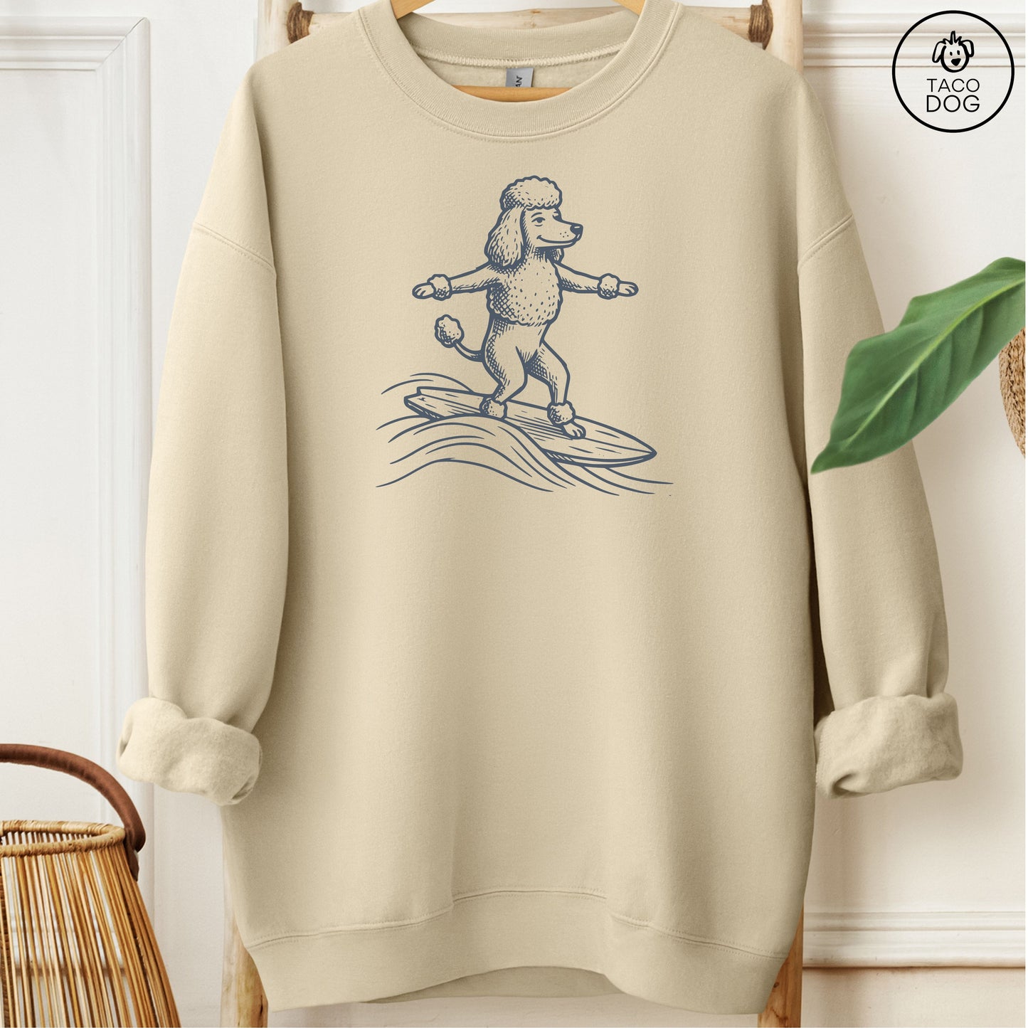 Poodle Surfing Sweatshirt Sand Taco-Dog
