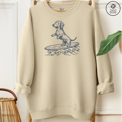 Dachshund Weenie Surfing Sweatshirt Sand