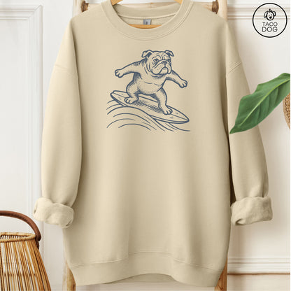 English Bulldog Surfing Sweatshirt Sand Taco-Dog