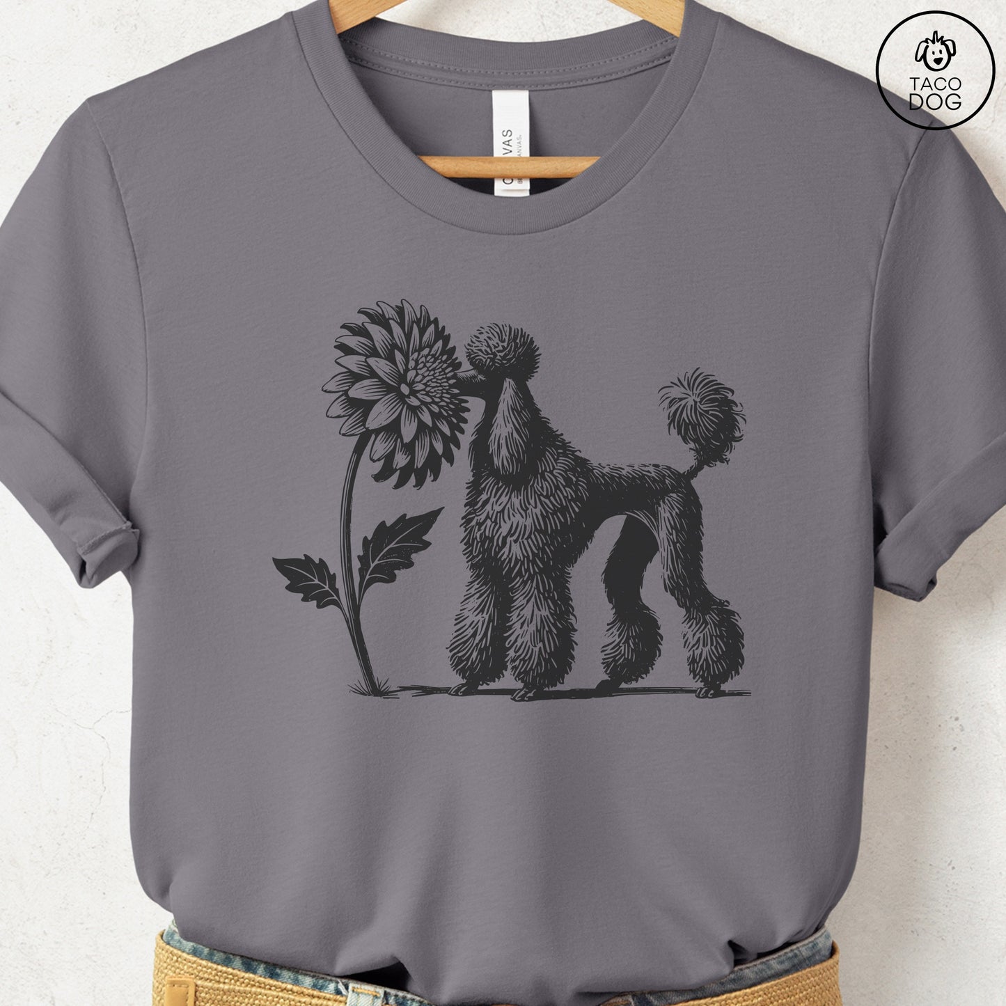 Poodle Smell the Flowers T-Shirt Storm Taco-Dog