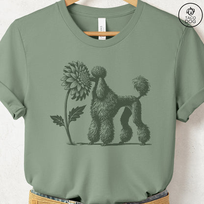 Poodle Smell the Flowers T-Shirt Sage Taco-Dog