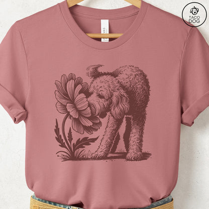 Doodle Smell the Flowers T-Shirt Heather Mauve Taco-Dog