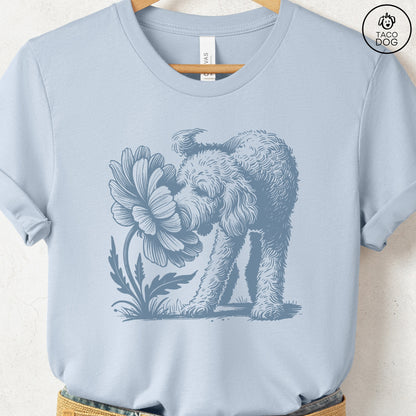 Doodle Smell the Flowers T-Shirt Light Blue Taco-Dog