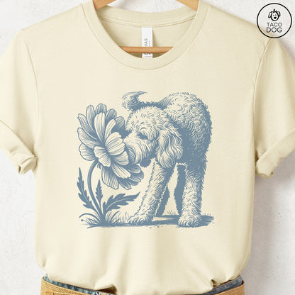 Doodle Smell the Flowers T-Shirt Natural Taco-Dog