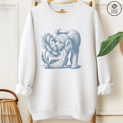 Doodle Smell the Flowers Sweatshirt White Taco-Dog