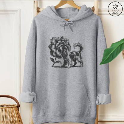 Cavalier King Charles Spaniel Smell the Flowers Hoodie Graphite Heather Taco-Dog