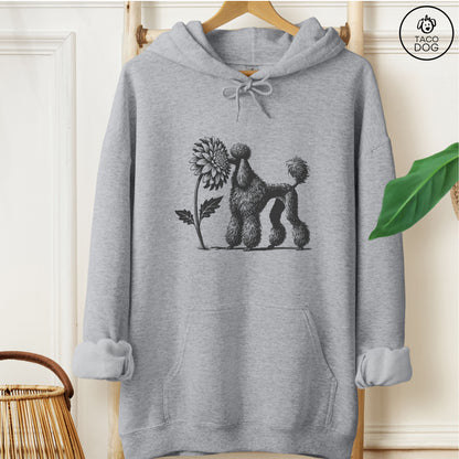 Poodle Smell the Flowers Hoodie Graphite Heather Taco-Dog