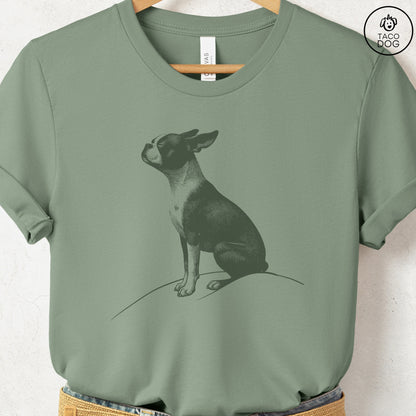 Boston Terrier Tail Wind T-Shirt Sage