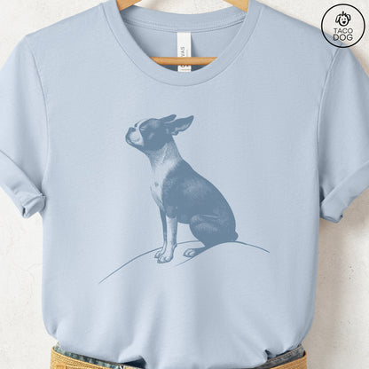 Boston Terrier Tail Wind T-Shirt Light Blue