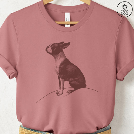 Boston Terrier Tail Wind T-Shirt Heather Mauve