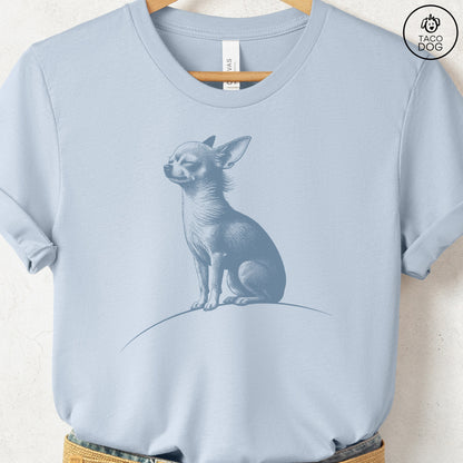 Chihuahua Tail Wind T-Shirt Light Blue Taco-Dog