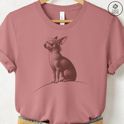 Chihuahua Tail Wind T-Shirt Heather Mauve Taco-Dog