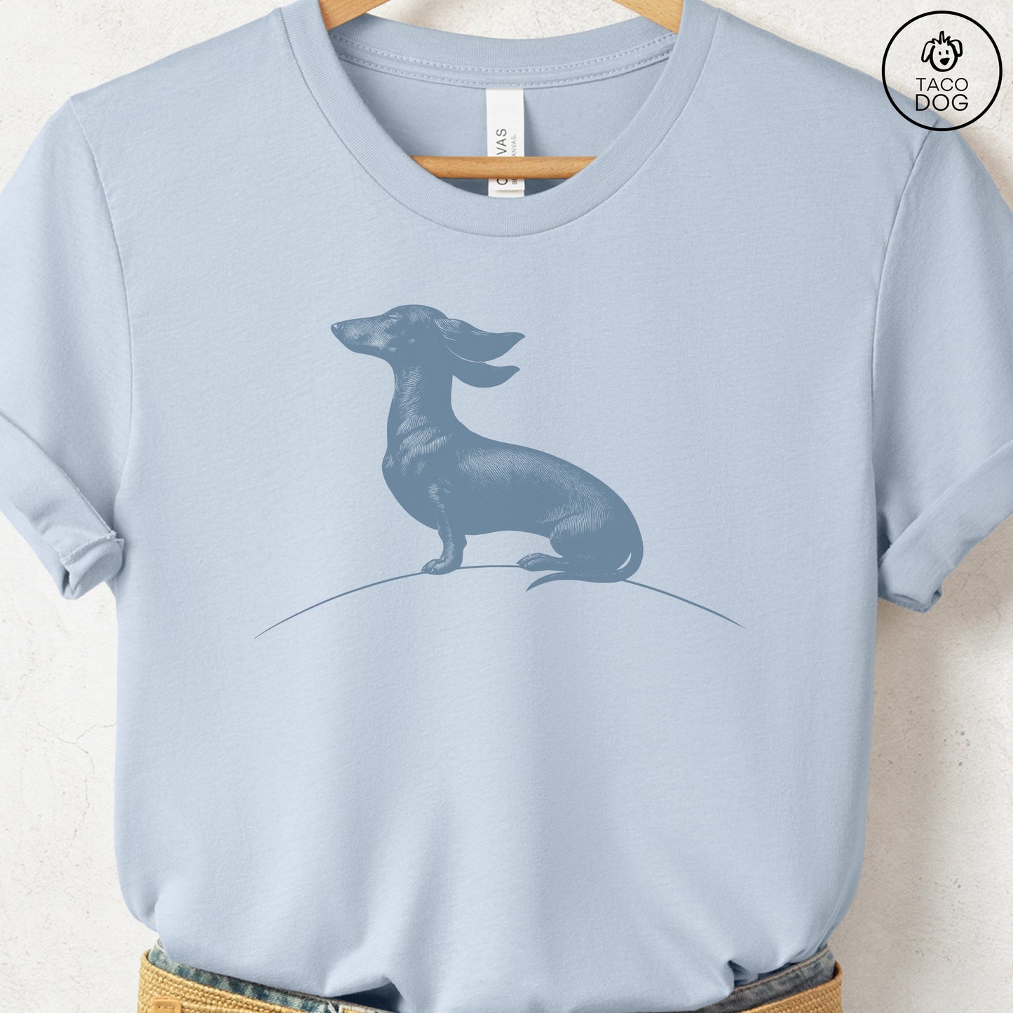 Dachshund Weenie Tail Wind T-Shirt Light Blue