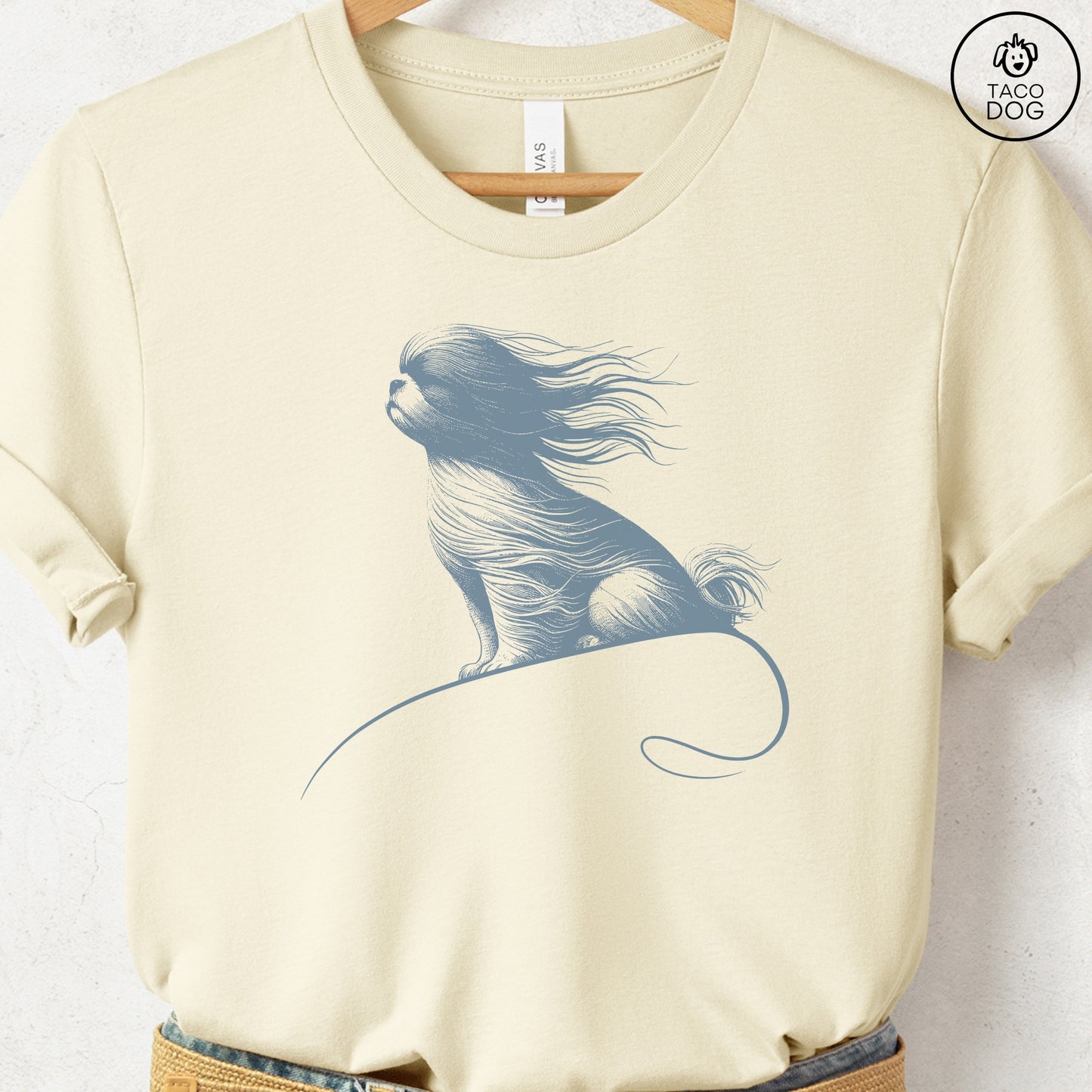 Shih Tzu Tail Wind T-Shirt Natural Taco-Dog