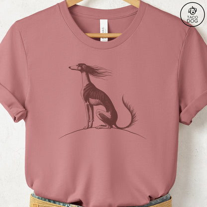 Saluki Tail Wind T-Shirt Heather Mauve Taco-Dog
