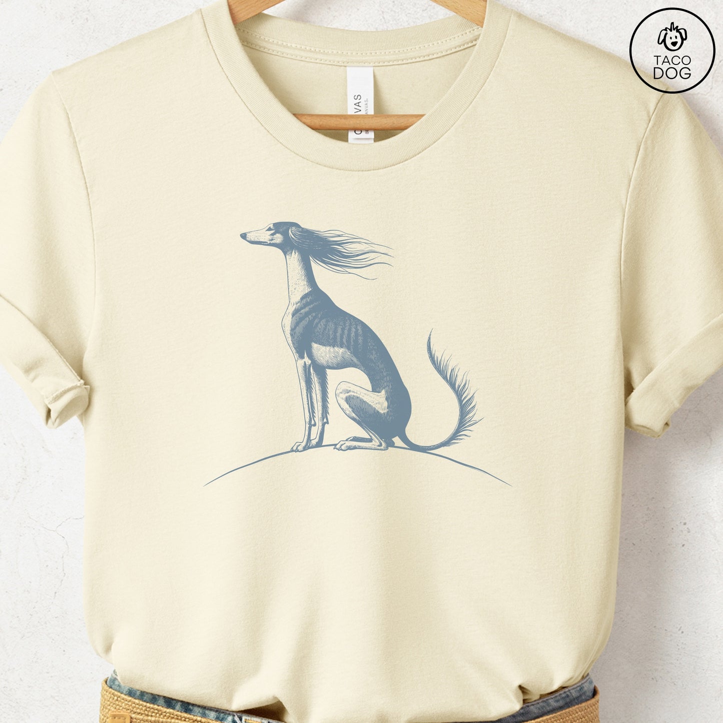 Saluki Tail Wind T-Shirt Natural Taco-Dog