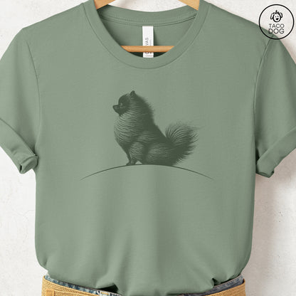 Pomeranian Tail Wind T-Shirt Sage