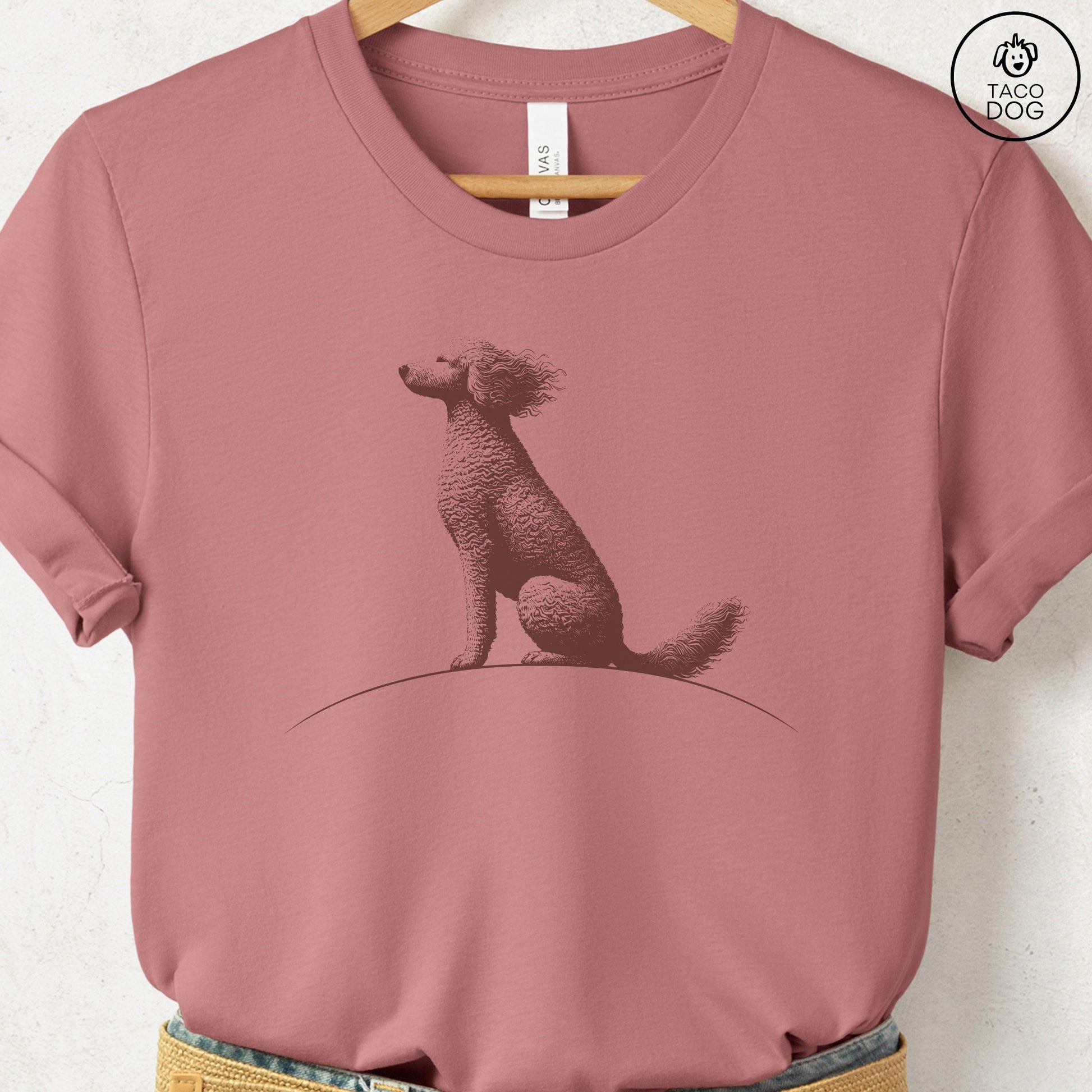 Doodle Tail Wind T-Shirt Heather Mauve Taco-Dog
