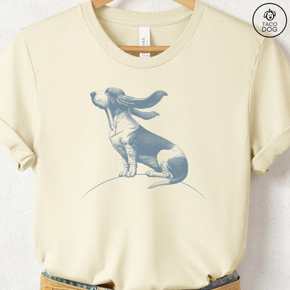 Basset Hound Tail Wind T-Shirt Natural Taco-Dog