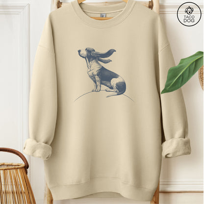 Basset Hound Tail Wind Sweatshirt Sand Taco-Dog