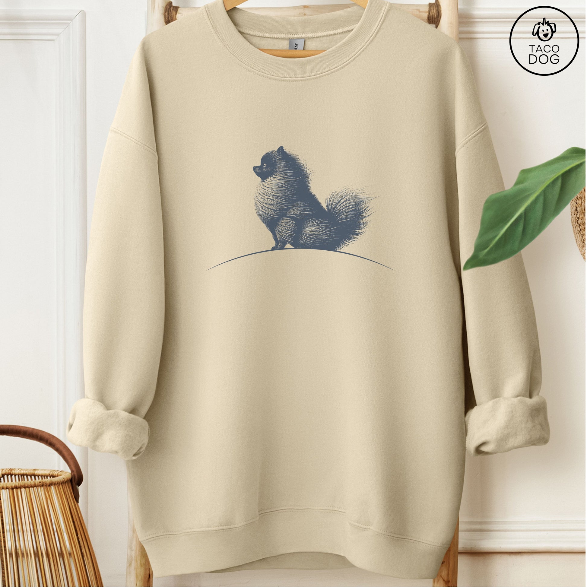 Pomeranian Tail Wind Sweatshirt Sand Taco-Dog