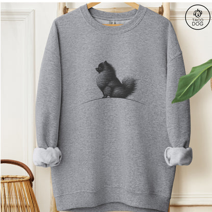 Pomeranian Tail Wind Sweatshirt Graphite Heather Taco-Dog