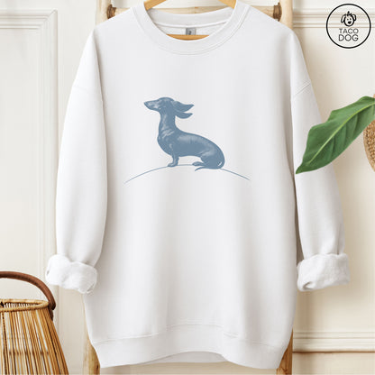 Dachshund Weenie Tail Wind Sweatshirt White Taco-Dog