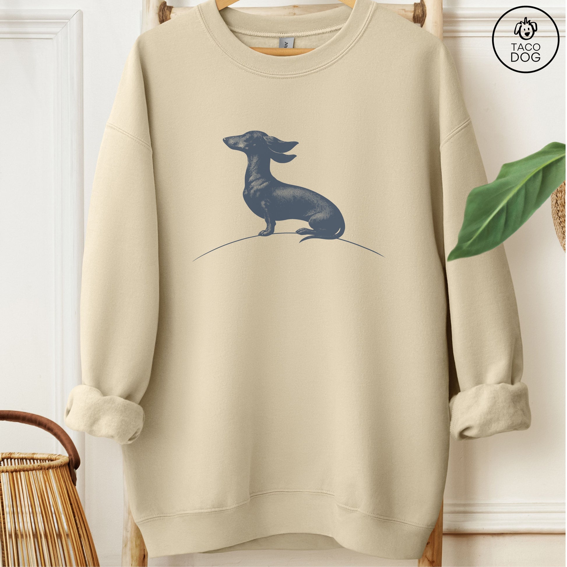 Dachshund Weenie Tail Wind Sweatshirt Sand Taco-Dog