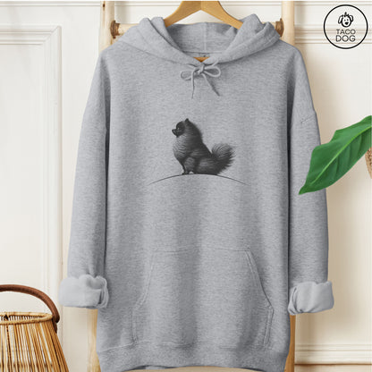 Pomeranian Tail Wind Hoodie Graphite Heather Taco-Dog