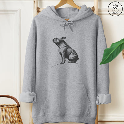 English Bulldog Tail Wind Hoodie Graphite Heather Taco-Dog