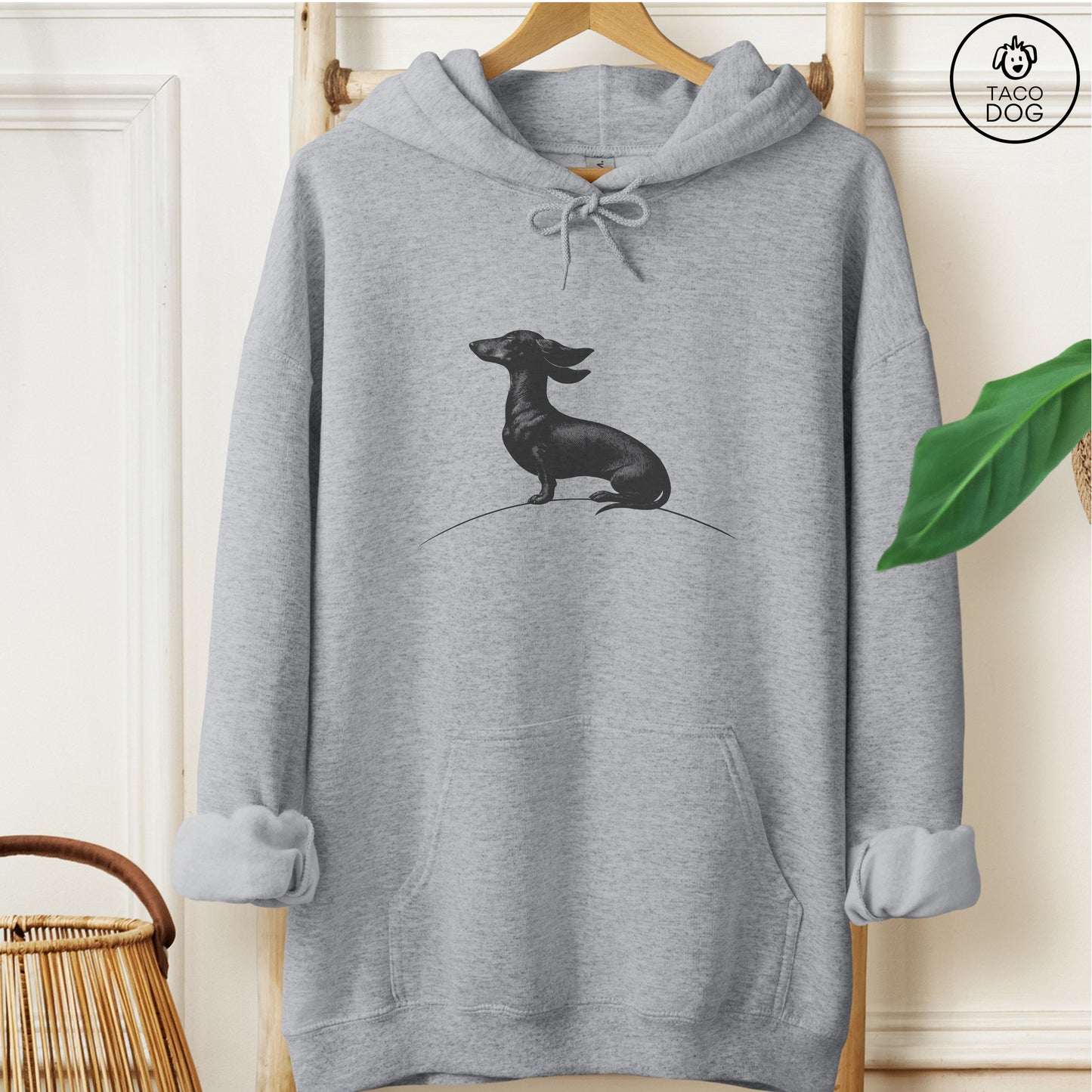 Dachshund Weenie Tail Wind Hoodie Graphite Heather Taco-Dog