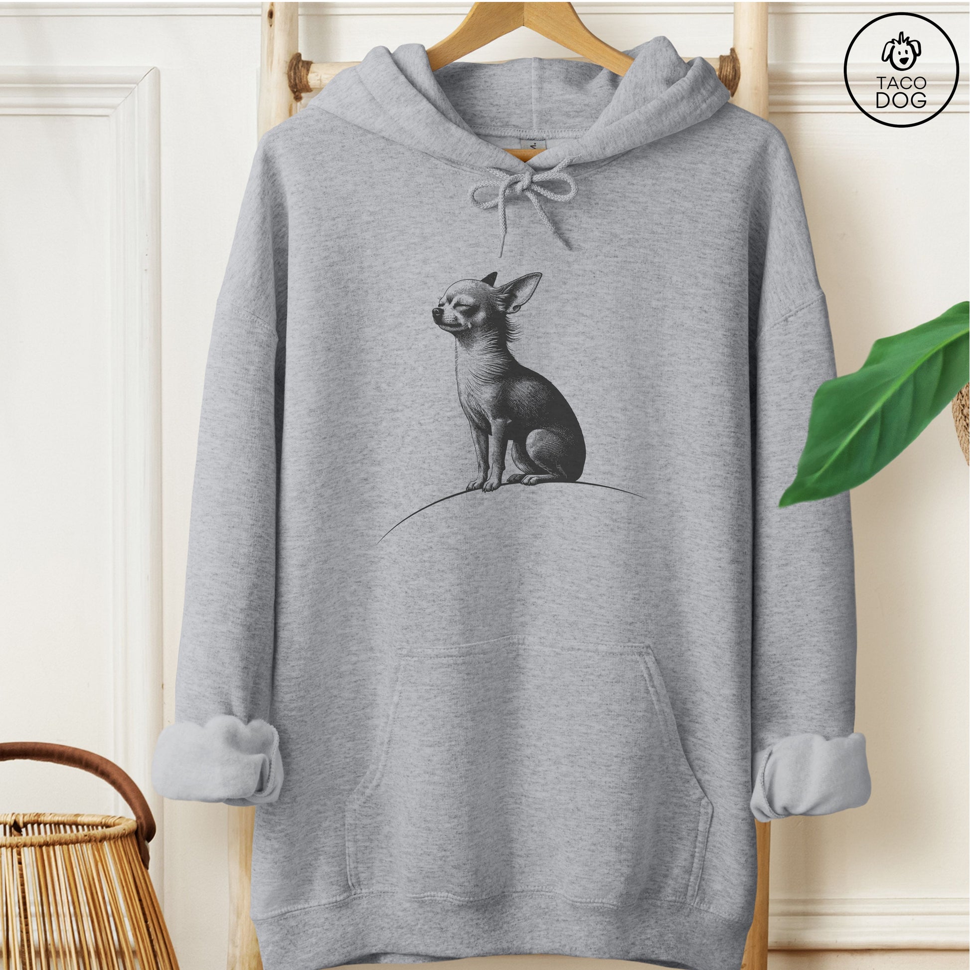 Chihuahua Tail Wind Hoodie Graphite Heather Taco-Dog