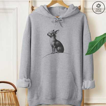 Chihuahua Tail Wind Hoodie Graphite Heather Taco-Dog
