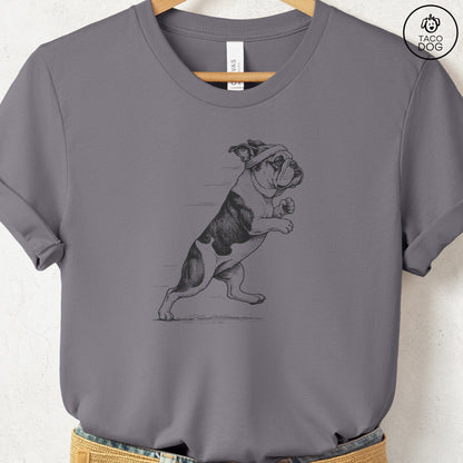 English Bulldog Jogging Runner T-Shirt Storm Taco-Dog